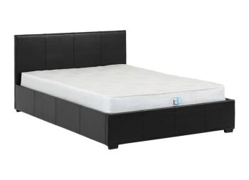 Waverley 4 Feet 6 Inches Storage Bed Frame - L203.5 x W144.5 x H87 cm - Black Faux Leather
