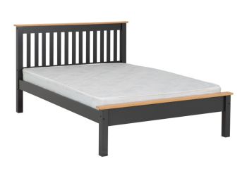 Monaco 4 Feet 6 Inches Bed Low Foot End - L204 x W148 x H102.5 cm - Grey/Oak Effect