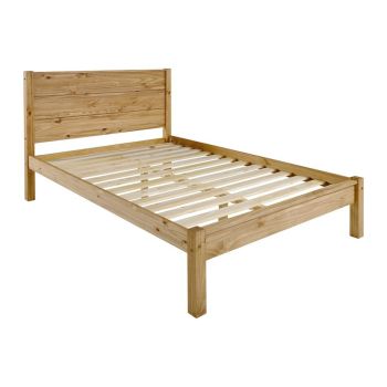 Barton 4 Feet 6 Inches Bed Frame - Wood - L202 x W142.5 x H111.5 cm - Waxed Pine
