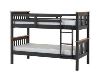 Neptune 3 Feet Bunk Bed - L104 x W204.5 x H151 cm - Grey/Oak Effect