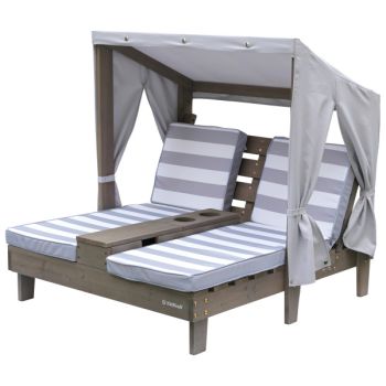 Double Chaise Lounge with Cup Holders - Gray - Children's Furniture