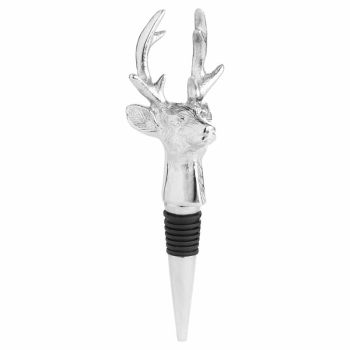 Silver Nickel Reindeer Bottle Stopper - L6 x W6 x H17 cm