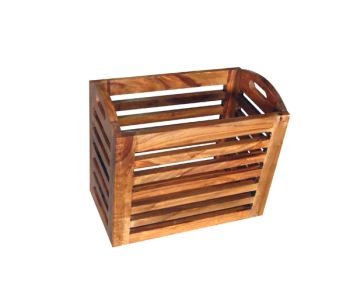 Jaipur Small Basket - Sheesham Wood - L25 x W41 x H35 cm - Honey Dark Finish