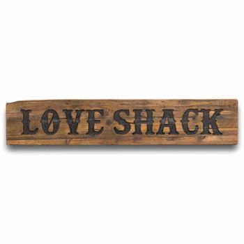 Love Shack Rustic Wooden Message Plaque - Wood - L3 x W100 x H20 cm - Brown