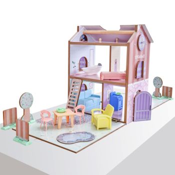 Play & Store Cottage Dollhouse - Wood/Plastic/Metal - L95 x W38 x H45 cm