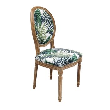 Palm Leaf Fabric Louis Dining Chair - L62 x W52 x H97 cm