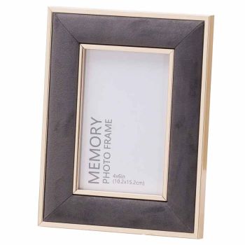 4X6 Frame - Velvet/Wood - L1 x W16 x H21 cm - Grey/Gold