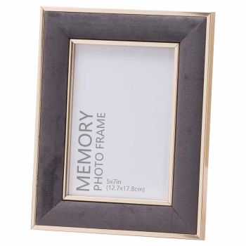 5X7 Frame - Velvet/Wood - L1 x W18 x H23 cm - Grey/Gold