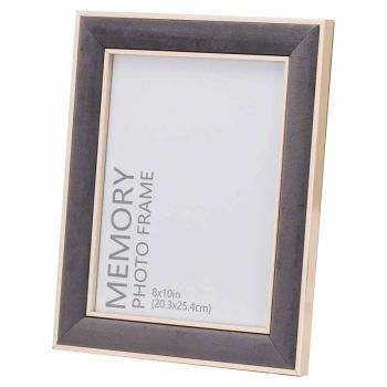 8X10 Frame - Velvet/Wood - L1 x W26 x H31 cm - Grey/Gold