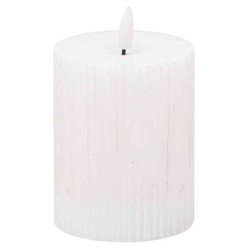 Luxe Collection Natural Glow 3x4 Textured Ribbed LED Candle
