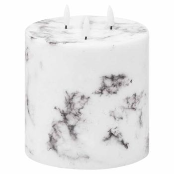 Luxe Collection Natural Glow 6x6 Marble Effect LED Candle - Plastic/Wax - L15 x W15 x H15 cm - Black/White