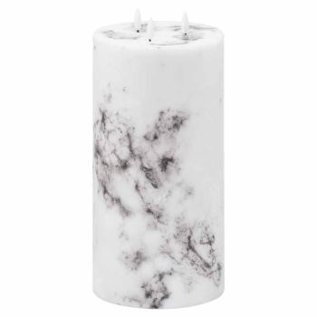 Luxe Collection Natural Glow 6x12 Marble Effect LED Candle - Plastic/Wax - L15 x W15 x H30 cm - Black/White