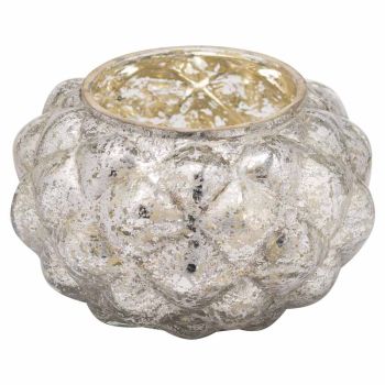 The Noel Collection Medium Votive Candle Holder - Glass - L16 x W16 x H10 cm - Silver