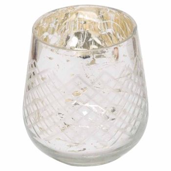 The Noel Collection Medium Silver Foiled Candle Holder - L8 x W8 x H9 cm