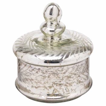 The Noel Collection Foil Effect Small Trinket Jar - Glass - L14 x W14 x H16 cm - Silver