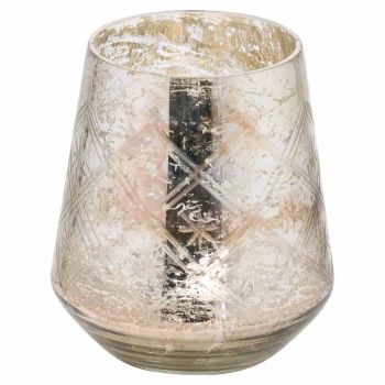The Noel Collection Large Foil Decorative Vase - Glass - L14 x W14 x H16 cm - Silver