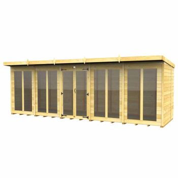 20ft x 5ft Pent Summer House (Full Height Window) - Wood - L147 x W589 x H201 cm