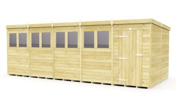 20 x 8 Feet Pent Shed - Single Door With Windows - Wood - L231 x W589 x H201 cm