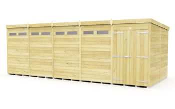 20 x 8 Feet Pent Security Shed - Double Door - Wood - L231 x W589 x H201 cm