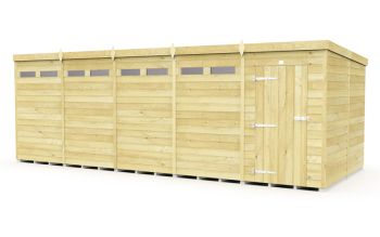 20 x 8 Feet Pent Security Shed - Single Door - Wood - L231 x W589 x H201 cm