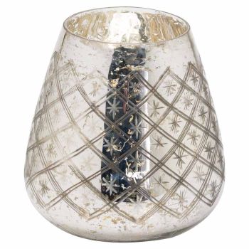 The Noel Collection Silver Foil Effect Candle Holder Large