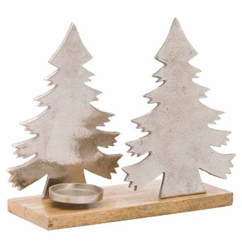 The Noel Collection Christmas Tree Tea Light Holder - Metal - L13 x W25 x H33 cm - Silver