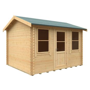 12x10w The Skipton Plus 44mm Cabin - L355 x W295 x H272.6 cm - Solid Wood/Softwood/Pine - Natural