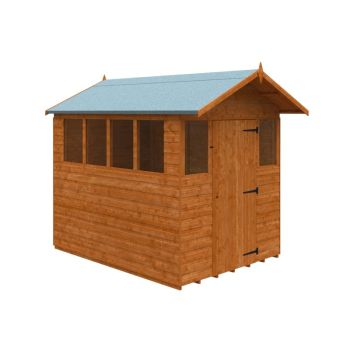 8x6 Cabin 12mm Shed - L235 x W175 x H229.7 cm - Solid Wood/Softwood/Pine - Burnt Orange