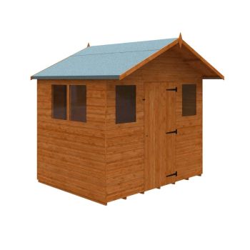6 x 8 Feet Cabin 12mm Shed - Solid Wood/Softwood/Pine - L175 x W235 x H243.7 cm - Burnt Orange