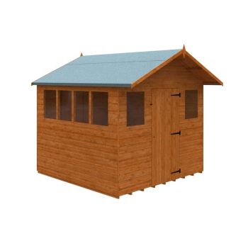 8 x 8 Feet Cabin 12mm Shed - Solid Wood/Softwood/Pine - L235 x W235 x H243.7 cm - Burnt Orange