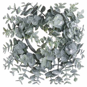 Small Frosted Eucalyptus Candle Wreath - Plastic - L8 x W25 x H25 cm