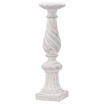 Antique Twisted Candle Column - Resin - L14 x W14 x H40 cm - Ivory