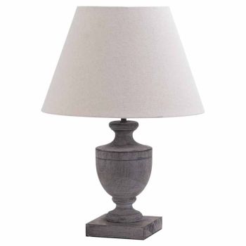 Incia Urn Wooden Table Lamp - Fabric/Wood - L35 x W35 x H51 cm - Brown