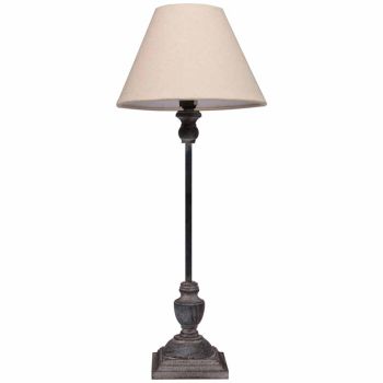 Incia Stem Table Lamp - Fabric/Metal/Wood - L11 x W11 x H59 cm - Brown