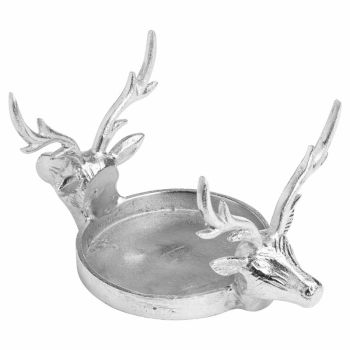 Farrah Collection Large Stag Candle Holder - Aluminium - L14 x W14 x H26 cm - Silver