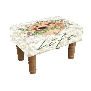 Dog Print Design Footstool - L26 x W40 x H26 cm
