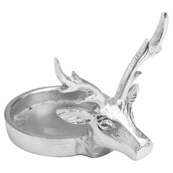 Farrah Collection Stag Candle Holder - Aluminium - L10 x W9 x H15 cm - Silver