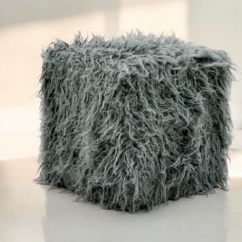 Fluffy Footstool - L38 x W38 x H38 cm - Dark Grey