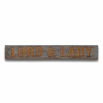 Lord and Lady Grey Wash Message Plaque - Wood - L2 x W100 x H13 cm - Brown
