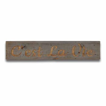 Cest La Vie Grey Wash Message Plaque - Wood - L2 x W100 x H13 cm - Brown