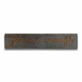 Enough Grey Wash Message Plaque - Wood - L2 x W65 x H13 cm - Brown