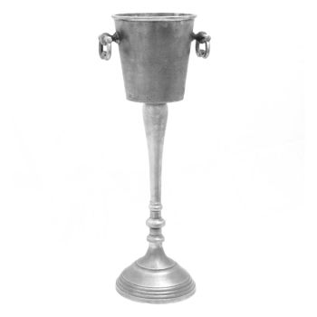 Cast Floor Standing Champagne Cooler - Ice Bucket - Metal - L24 x W24 x H78 cm - Silver