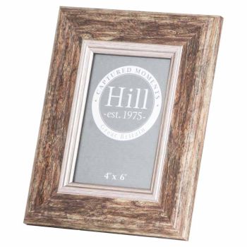 Distressed Wood With Silver Bevel 4X6 Photo Frame