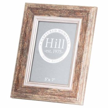 Distressed Wood With Silver Bevel  5X7 Photo Frame