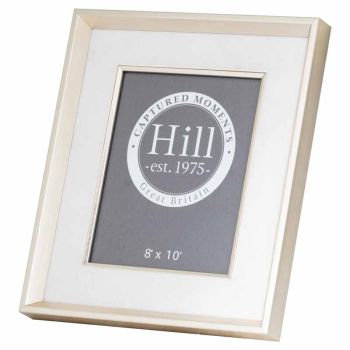 Antiqued Pewter Deep Framed Velvet 8X10 Photo Frame - Metal/Wood - L3 x W30 x H35 cm - White