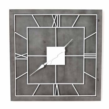 Williston Square Wall Clock - Metal/Wood - L5 x W60 x H60 cm - Grey/Silver