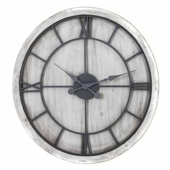 Williston Wall Clock - Metal/Wood - L5 x W60 x H60 cm - Silver/White