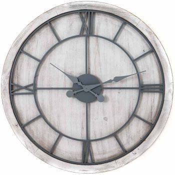 Williston Large Wall Clock - Metal/Wood - L5 x W90 x H90 cm - Silver/White