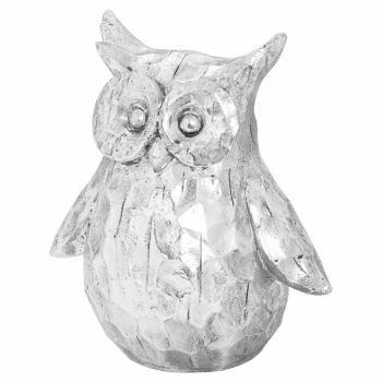 Olive The Large Silver Ceramic Owl - Decorative Ornament