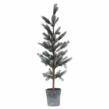 Christmas Fir Tree in Stone Pot Artificial Plant - Plastic - L45 x W45 x H120 cm - Green